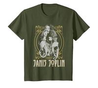 Janis Joplin Gold Framed Maglietta, Bambini, Oliva, 3 Anni