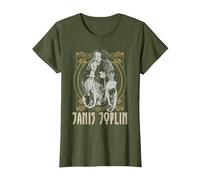 Janis Joplin Gold Framed Maglietta, Donna, Oliva, S