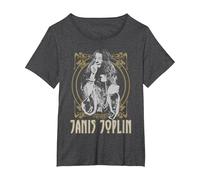 Janis Joplin Gold Framed Maglietta, Donna Plus-Size, Grigio Scuro, 3X