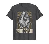 Janis Joplin Gold Framed Maglietta, Uomo, Grigio Scuro, 3XL