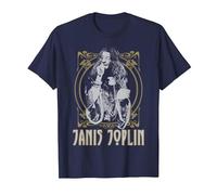 Janis Joplin Gold Framed Maglietta, Uomo, Navy, 3XL