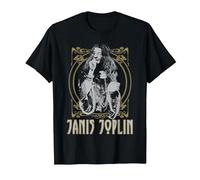 Janis Joplin Gold Framed Maglietta, Uomo, Nero, S