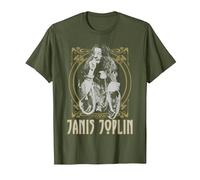 Janis Joplin Gold Framed Maglietta, Uomo, Oliva, 3XL