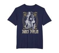 Janis Joplin Gold Framed Maglietta, Uomo Taglie Grandi, Navy, 3X Tall