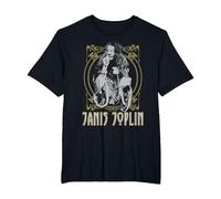 Janis Joplin Gold Framed Maglietta, Uomo Taglie Grandi, Nero, 3X Tall