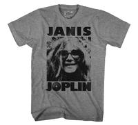 Janis Joplin - Stampa Nera Sul Viso - Maniche Corte - Heather - Adulto - T-Shirt