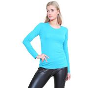 janisramone - Canotta - T-Shirt - Tinta unita - Manica Lunga - ragazza Turquoise 5-6 Anni