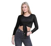 Janisramone Donne Nuovo Pianura Bolero Davanti Legare Shrug Le Signore Ritagliata Lungo Manica Allungare Cardigan Cima