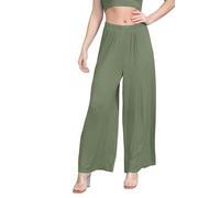 Janisramone, Modèle Palazzo, da Donna, en Couleur unie, Pantalon Large, élégant, avec élastique Dans la Vie, Pantalon confortable d'été pour Le Yoga, Couleur: Kaki