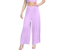 Janisramone, Nouveau Pantalon du palais, de la Donna, en Tinta Unita, avec Stampa a Tinta Unita, a Gamba Larga, Larghi, Elasticizzati, Lilla