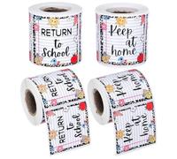 Janlaugh Etichette adesive per quaderni per studenti, cartelle per compiti a casa, ritorno a scuola, Keep at Home, 5,1 x 5,1 cm, etichette adesive termiche stampate per aule e casa (2 rotoli, classici
