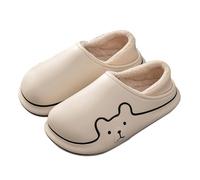 Janly Pantofole per la casa degli uomini, invernali, impermeabili, calde in pile, comode in memory foam, scarpe con antiscivolo, suola per camminare per la casa Mens House Slipper, bianco, 36 EU