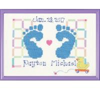 Janlynn Corp. Kit per Punto Croce numerato, Motivo: Piedi di Bambino, 17,8 x 12,7 cm, 14 Pezzi, Cotone, Blu, By The Yard