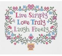 Janlynn in Metallo, con Scritta Live, Love, Laugh Now-Kit per Ricamo a Punto Croce, 14 Punti