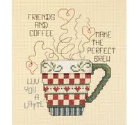 Janlynn - Kit per Punto Croce, 12,7 x 15,2 cm, Motivo: Amici e caffè
