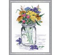 Janlynn Kit Punto Croce contato Vaso di Fiori Selvatici, Cotone, Multicolore, 8 Inches by 10 Inches