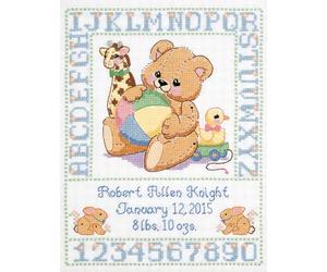 Janlynn Kit Punto Croce Stampato con Orsetto Nascita