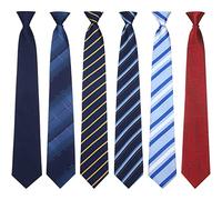 Janmercy 6 cravatte a clip da uomo, facili da applicare, a righe, tinta unita, a pois, miste, per ufficio e scuola, 50 cm (stile moderno), Stile moderno, Medium
