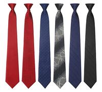 Janmercy 6 pezzi Clip on Cravatta da uomo Clip on Easy Cravatta a righe Solido Plaid Dots Cravatte Uomo Lotto Misto per Ufficio Scuola, 50 pollici, Stile misto.