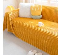 JANMEYO Copridivano per divano, copridivano e divano, in tinta unita, per divano, poltrona, letto, colore: giallo, 180 x 260 cm