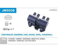 JANMOR Bobina Accensione Modulo per Opel Frontera B 2.2i 1.3 1.5 1.6 16V 2.0