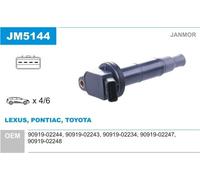 JANMOR JM5144 Bobina d'accensione per TOYOTA RAV 4 II (CLA2, XA2, ZCA2, ACA2)