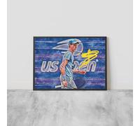 Jannik Sinner US Open ATP Tennis Artwork idea regalo Stampa Autografo Poster Autografo per Appassionati di Tennis Sport Memorabilia - A3 CORNICE NERA