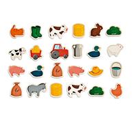Janod - 24 Calamite Fattoria - Animali della Fattoria - Giocattolo in Legno - Gioco Educativo Magnetico per Manipolare, Sperimentare e Divertirsi - Da 2 Anni in Su, J08157