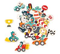 Janod - 24 Magneti Bolidi - Giocattolo in Legno FSC - Gioco Educativo Magnetico - Accessori per Lavagna Magnetica - Dai 24 Mesi, J09641