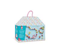 Janod - 4 Gioielli in Legno da Creare Flower Garden - I Primi Atelier dei Gioielli - Creazione di Gioielli Fai-da-Te - Kit Creativo per Bambini - Motricità Fina e Concentrazione - Da 4 anni - J09130