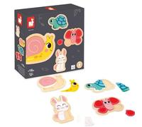 Janod 4 Legno da 2 a 5 Pezzi-Puzzle Animali del Giardino-Giocattoli per Bambini-Giochi Educativi-Prima Infanzia-Dai 18 Mesi, J07116, Multicolore, small