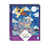 Janod - 4 Quadri con Linee Glitterate - Pittura Ad Acquerello -Tema Magia - Magic School - Kit Creativo per Bambini - Apprendimento della Motricità Fine e Concentrazione - dai 7 Anni - J09108