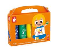 Janod - 5 tubetti di pittura a dita per bambini a partire da 1 anno - Tubetto da 75 ml - Dermatologicamente testato - Ideale per i più piccoli - A partire da 12 mesi - J07403
