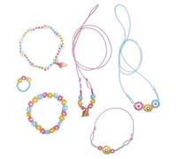 Janod - Cofanetto 6 Gioielli Floreali Fai-da-Te con Perline - Les Ateliers Bijoux - Kit attività Creative Bambini - Abilità Fino-Motorie e creatività - dai 6 Anni - J07998