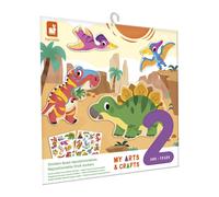 Janod-Janod-30 Spessi Riposizionabili all'Infinito-Tema Dinosauri-2 Schede Decorazioni & 2 Adesivi-Rete a Base d'Acqua-Kit per Il Tempo Libero Creativo dei Bambini-2 Anni +, J09158