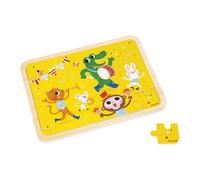 Janod Puzzle di legno 24 pezzi per bambini dai 4 anni-Modello incluso + Gioco dei 5 errori sulla tavola-Sviluppa la concentrazione e l'osservazione-Prodotto FSC-J07125, Colore Yellow, J07125