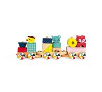 Janod - Baby Forest Treno (Legno), Giocattolo Da Trainare, 17 Blocchi Inclusi, per Imparare Le Forme e I Colori, per Sviluppare la Motricità Fine - Da 1 Anno in su, J08022