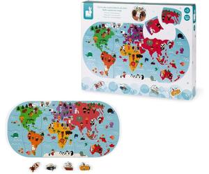 JANOD Bagno Explorers Mondo Mappa Puzzle IN The Vasca 28 Pezzi - Toy 47 X 24 CM