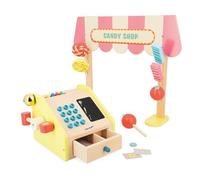 Janod - Bancarella Bambini Applepop - Gioco di Imitazione con Registratore di Cassa - 19 Accessori - Sviluppa l'Immaginazione - Giocattolo in Legno FSC - Vernice a Base d'Acqua - dai 3 Anni, J03350