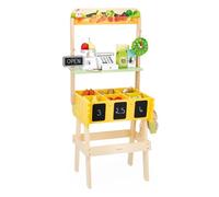 Janod - Bancarella Bambini Farm Market - Gioco di Imitazione per Bambini - 32 Accessori - Sviluppa l'Immaginazione - Giocattolo in Legno FSC - Vernice a base d'acqua - Dai 3 Anni, J03322