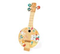 Janod - Banjo Pure in Legno - con Graziose Illustrazioni Stampate, Vernice Ad Acqua - Meccaniche a Forma di Uccellino - Gioco Imitativo - 3 Corde di Ricambio - Banjo per Bambini da 3 a 8 Anni, J05160