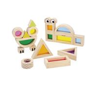 Janod Montaggio Gioco di risveglio sensoriale-18 Blocchi e 6 schede Modello-Apprendimento di Forme e Colori-Sviluppa la motricità fine-Giocattolo in Legno-da 12 Mesi, J05306