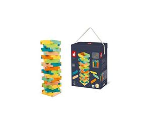 Janod - Botte da Costruzione in Legno da 60 Pezzi - Gioco di Costruzione - Motricità Fine e Concentrazione - Legno di Faggio Certificato FSC - Vernici Acqua - da 4 Anni in su, J08300