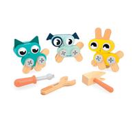 Janod 3 Piccoli Animali da Assemblare Brico'Kids Costruzione per Bambini-53 Accessori-Gioco di Imitazione-Sviluppa la Manualità e la creatività-dai 3 Anni, J06450, Multicolore