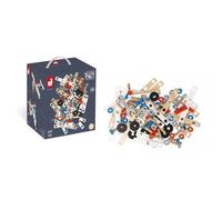 Janod - Brico'Kids Barile Bricolage 50 Pezzi (Legno), Costruzioni in Legno e Gioco Di Imitazione, 5 Modelli Inclusi, per Sviluppare la Motricità Fine e la Creatività - Da 3 Anni in su, J06480