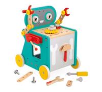 Janod - Carrellino Robot Brico'Kids - Set Bricolage per Bambini - 38 Accessori + 3 Utensili - Gioco di Imitazione - Sviluppa Le Abilità Fino-Motorie - dai 18 Mesi, J06456