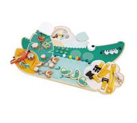 Janod Busy Board Croco-Lavagna Tema Animali della giungla-14 attività Bambine-Sviluppa la motricità fine-Giocattolo in Legno FSC-da 18 mesi-J08280, Colore Verde, J08280