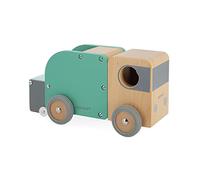 Janod - Camion della Spazzatura in Legno Bolid - Bidone Magnetico - Ruote Silenziose - Immaginazione e Motricità Fine - Certificato FSC - Vernice ad Acqua - Dai 2 Anni, J04633