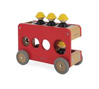 Janod - Camion Pompieri in Legno Bolid - 6 Pompieri Inclusi - Ruote Silenziose - Immaginazione e Abilità Fino-Motorie - Certificato FSC - Vernice ad Acqua - Dai 2 Anni, J04632