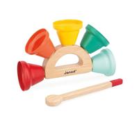 Janod Campanelle in Metallo Gioia-Strumento Bambini-Giocattolo Musicale di Imitazione-Impugnatura e Bacchetta in Legno FSC-Vernice a Base d'Acqua-dai 18 Mesi, J07638, Multicolore